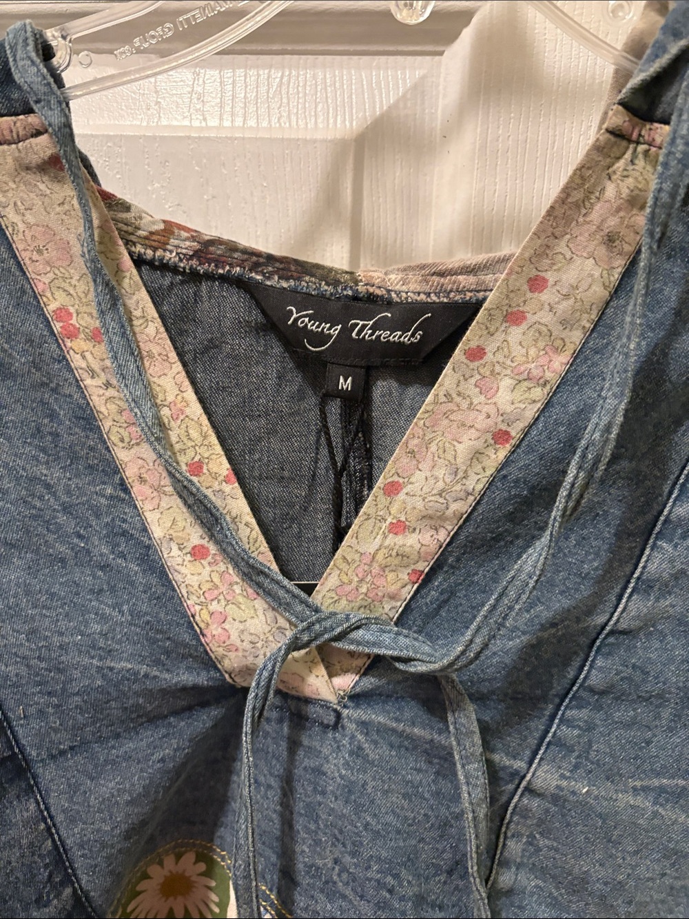 Young threads denim ruffle hoodie - Picture 3 of 9